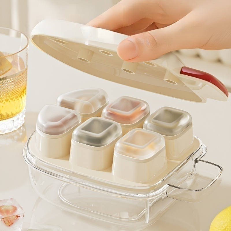 แม่พิมพ์น้ำแข็งแบบกดมือ เกรดอาหาร พร้อมฝา