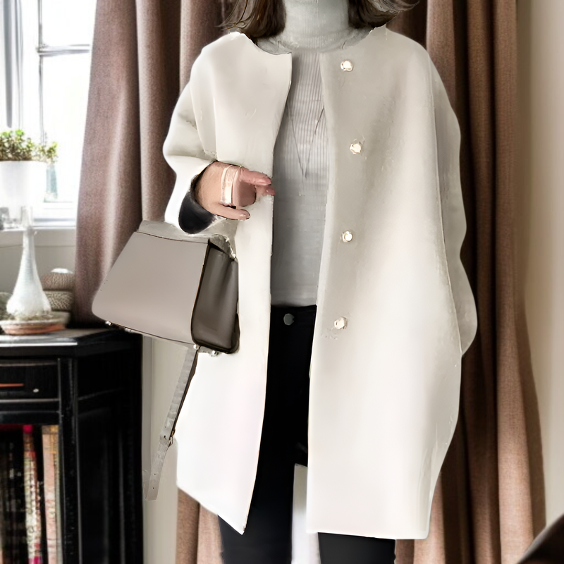 프리미엄 여성 가을 겨울 솔리드 코트 루즈핏 일자 상의 모직 코트 무드 코트