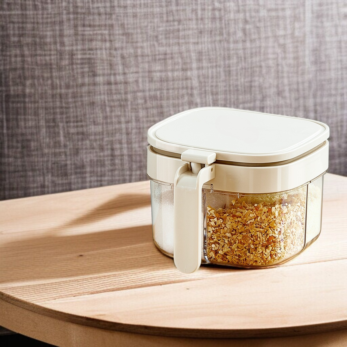 ワンタッチ蓋付きスプーン密封防湿調味箱