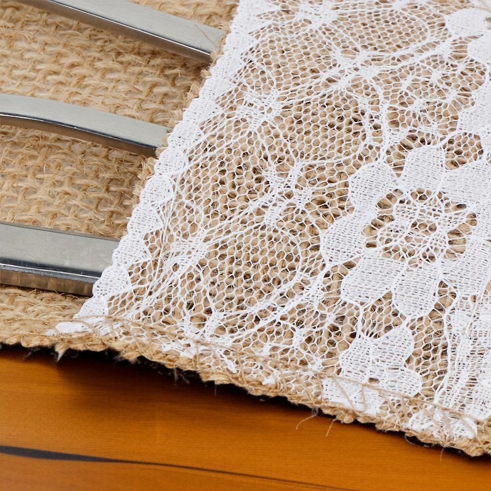 삼베 레이스 레이스 나이프와 포크 식기 주머니