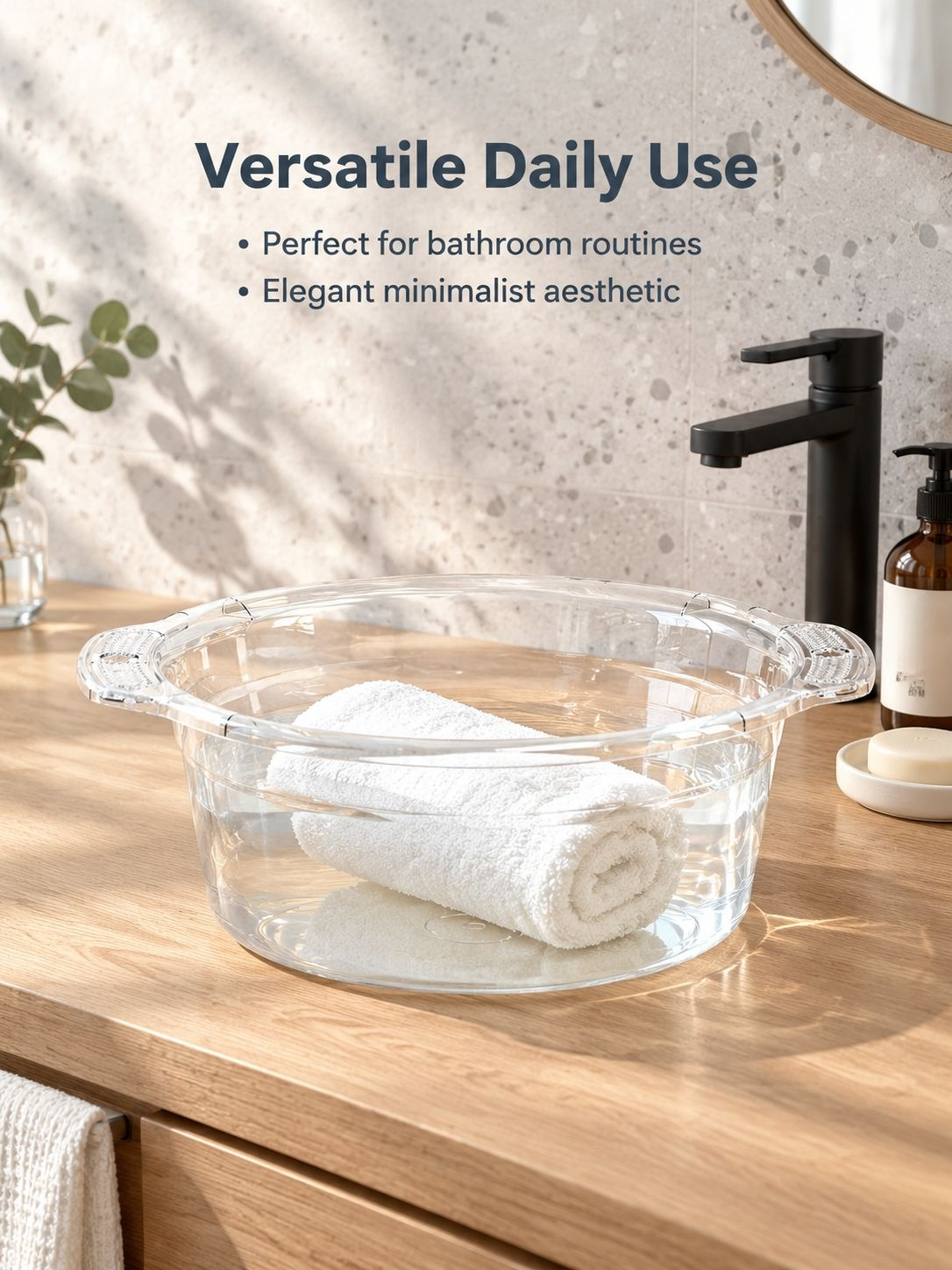 Multi purpose transparent basin for washing vegetables and clothes