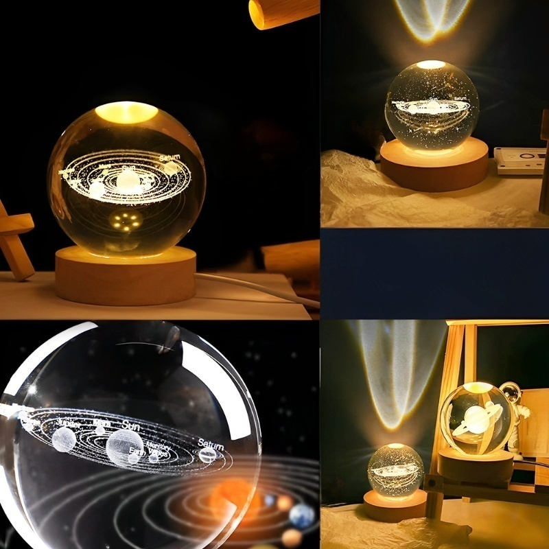 Lámpara nocturna creativa de bola de cristal con luz