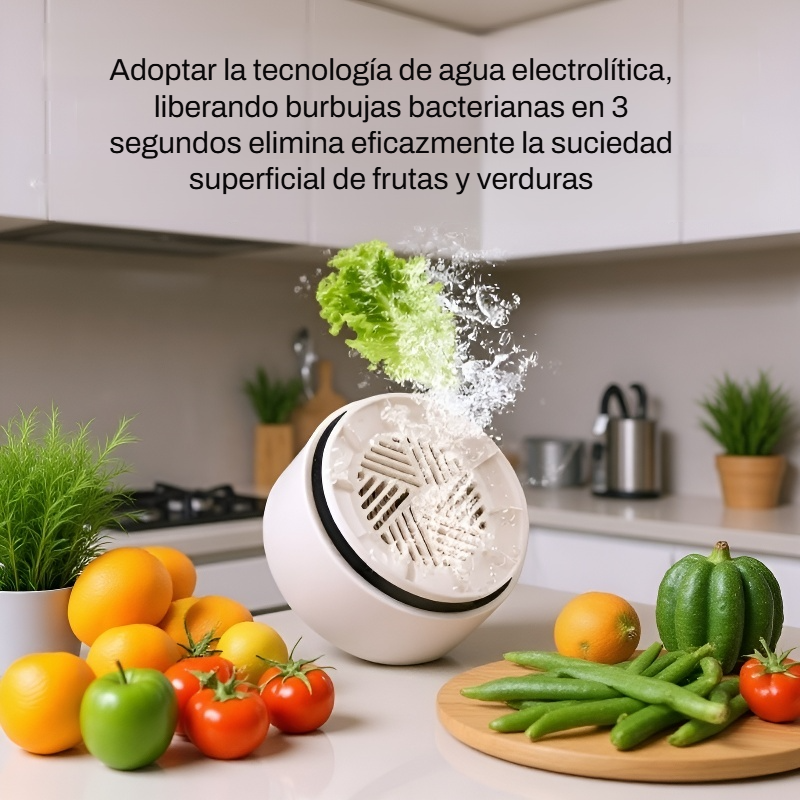 Equipo automático para limpiar frutas y verduras, eliminando pesticidas y bacterias