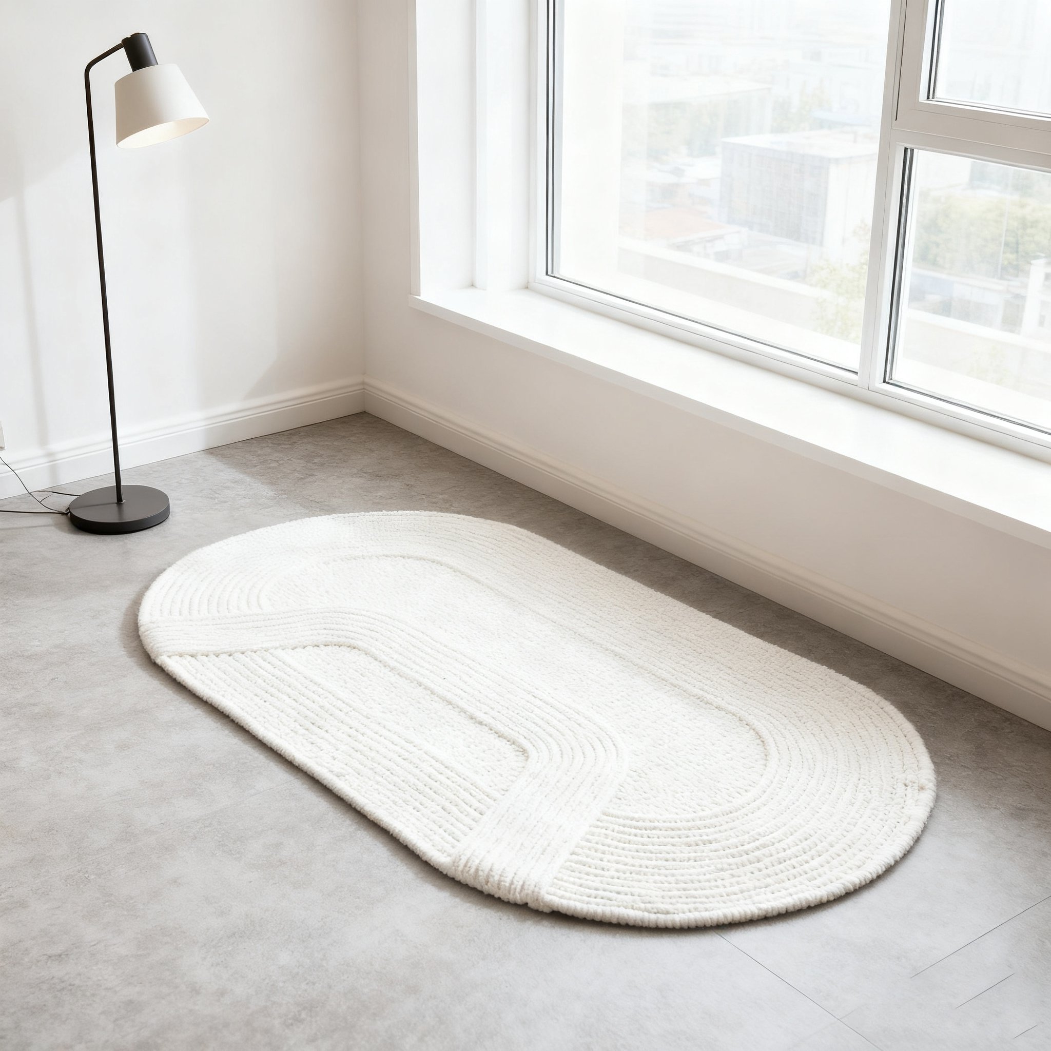 흰색 심플한 짠 카펫