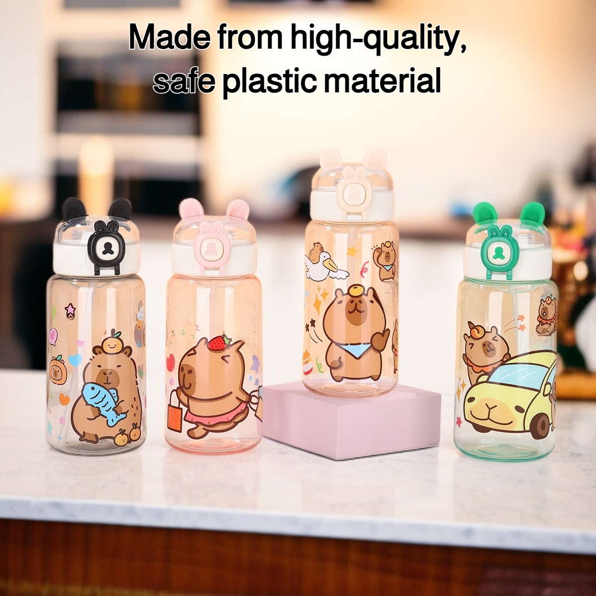 Colorful cartoon plastic cups with Capiba St design