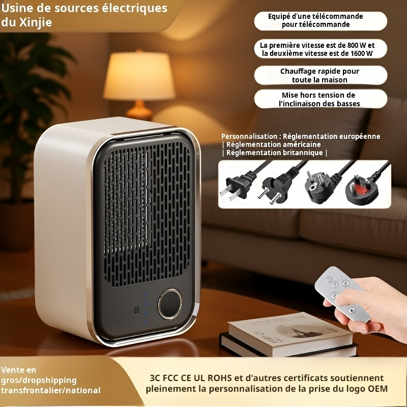 Appareil de chauffage PTC de bureau à télécommande,⭐ chauffage rapide, grande puissance pour l’hiver