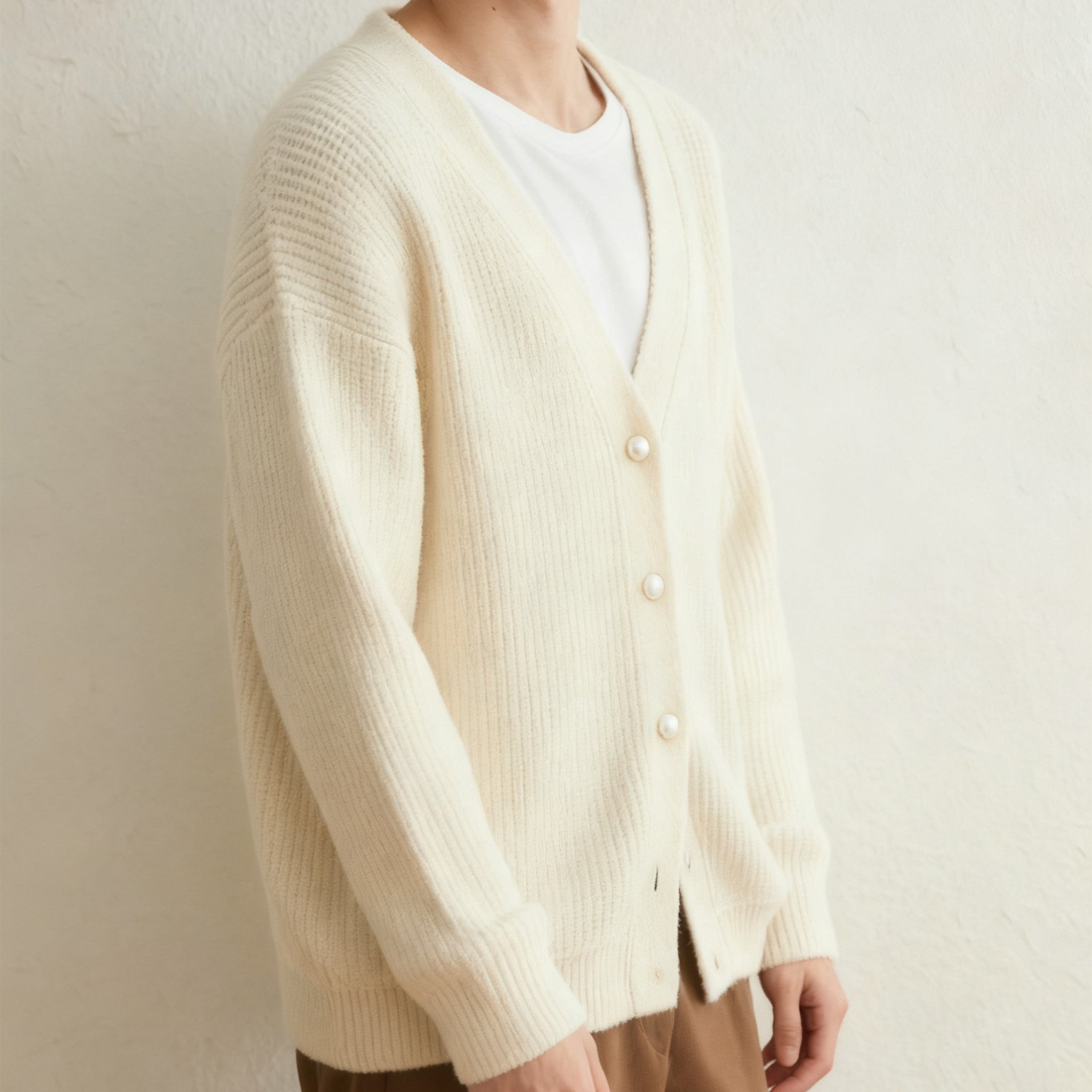 진주 버튼이 돋보이는 여성 가디건 자켓