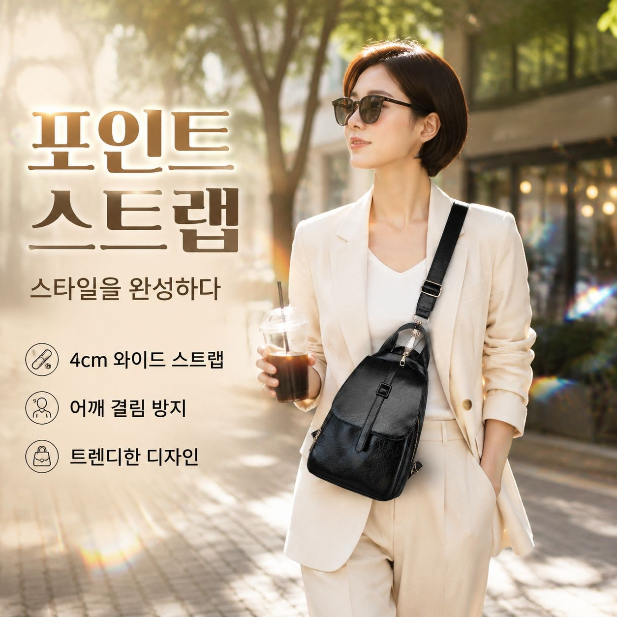 고급 한국풍 여성 백팩, 대용량, 숄더/크로스 겸용, 여행과 레저에 적합