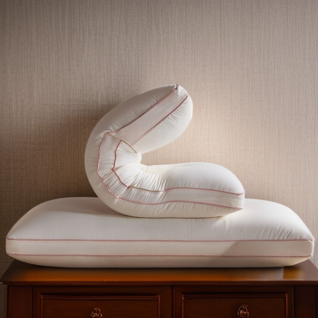 Memory foam pillow supporting cervical spine