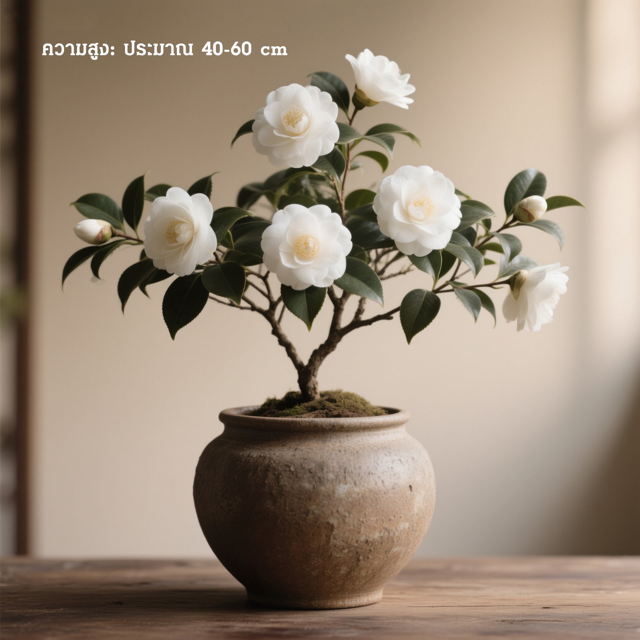 ต้นคามีเลียในกระถางพร้อมใบเขียวสวย