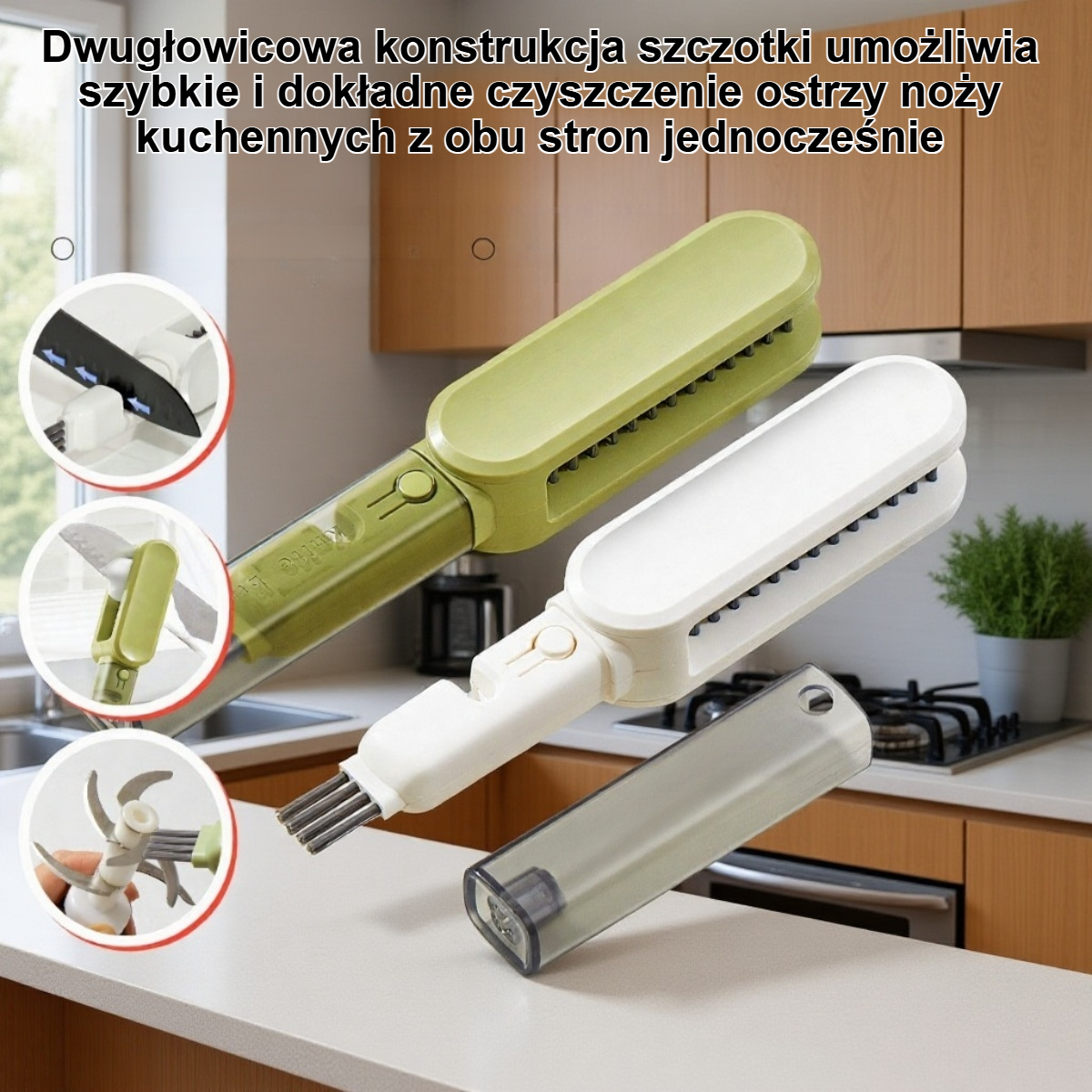 Dwugłowicowa szczotka do czyszczenia noży kuchennych