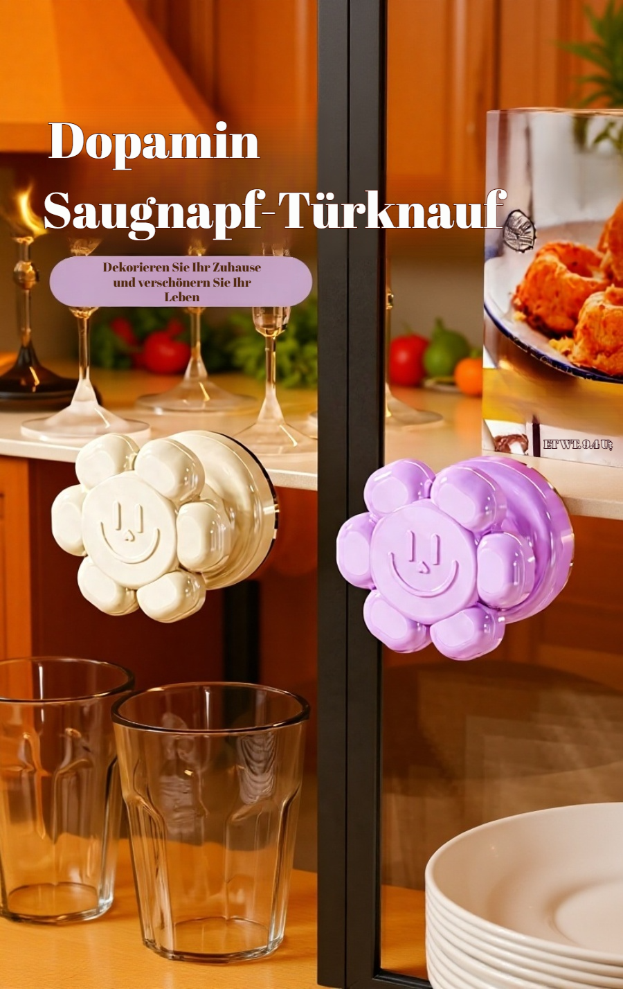 Glas-Küchenschrank Türgriff mit Saugnapf einfach montieren