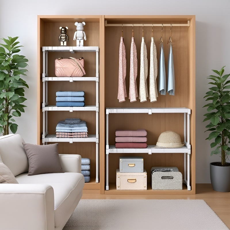 رف تخزين قابل للتوسيع تحت الحوض للمطبخ، رف تقسيم متعدد الوظائف لتخزين الخزانة 