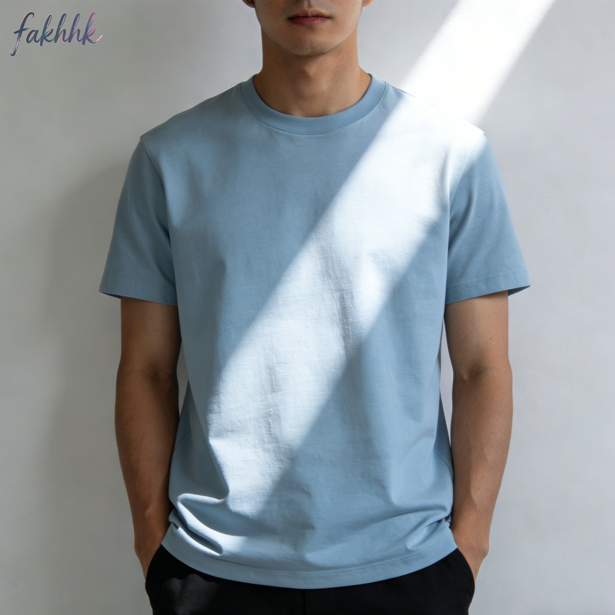 남성용 순면 크루넥 티셔츠