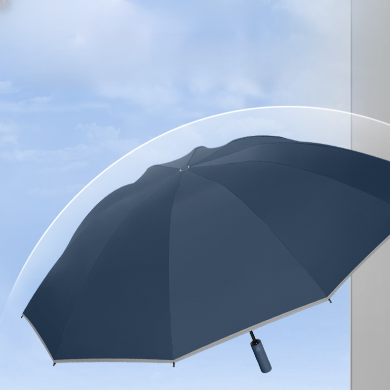 全自動雙龍骨帶反光條黑膠防曬防紫外線晴雨兩用傘