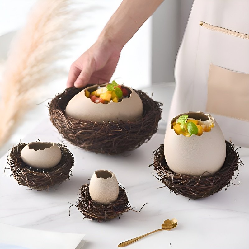 Eggshell Vine Pattern Plate for Various Foods