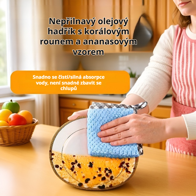 Kuchyňská utěrka z korálového flísu, nelepí na olej