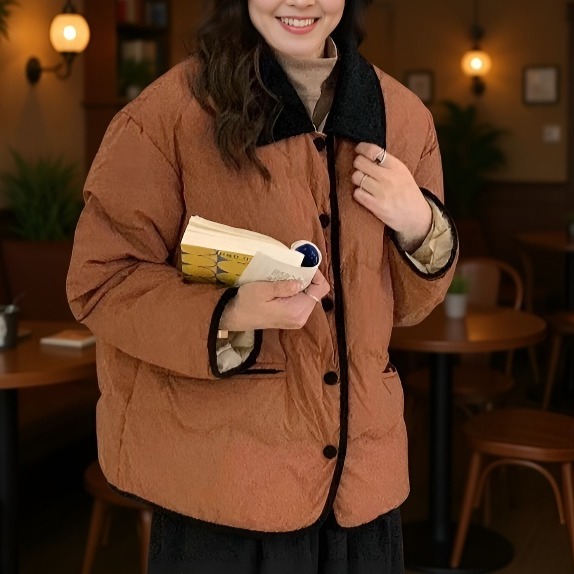 여자 키 작은 얇은 패딩 블루 쇼트 코트 얇은 화이트 오리털 겨울 보온 패딩