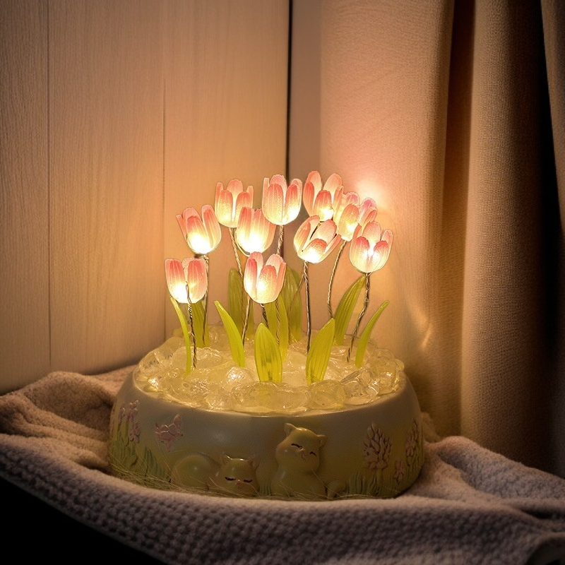 Handgemachtes Tulpen-Nachtlicht Bastelset – Schreibtischdekoration