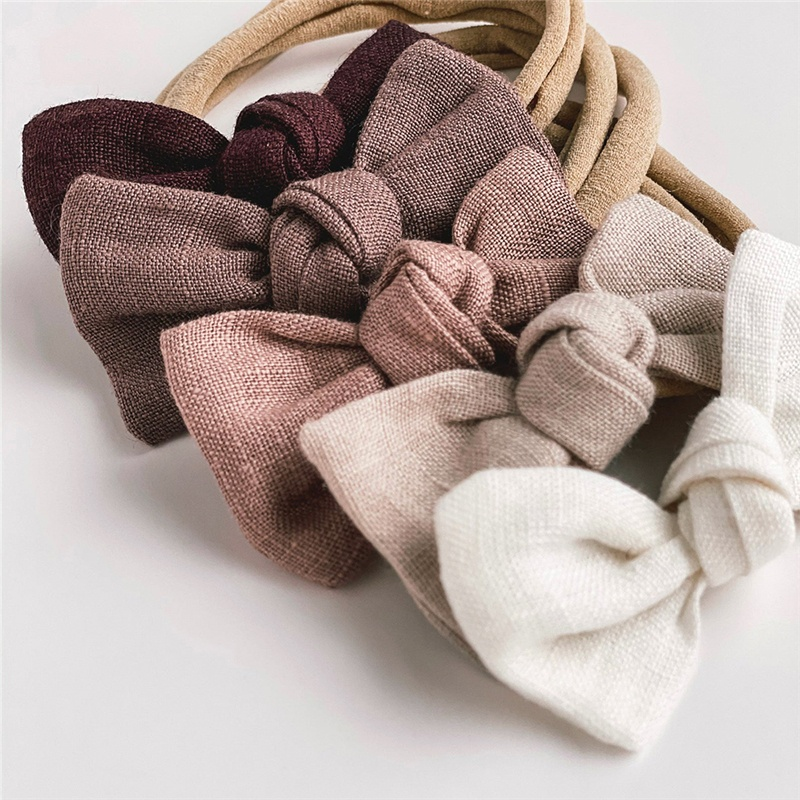 Linen bow hair tie