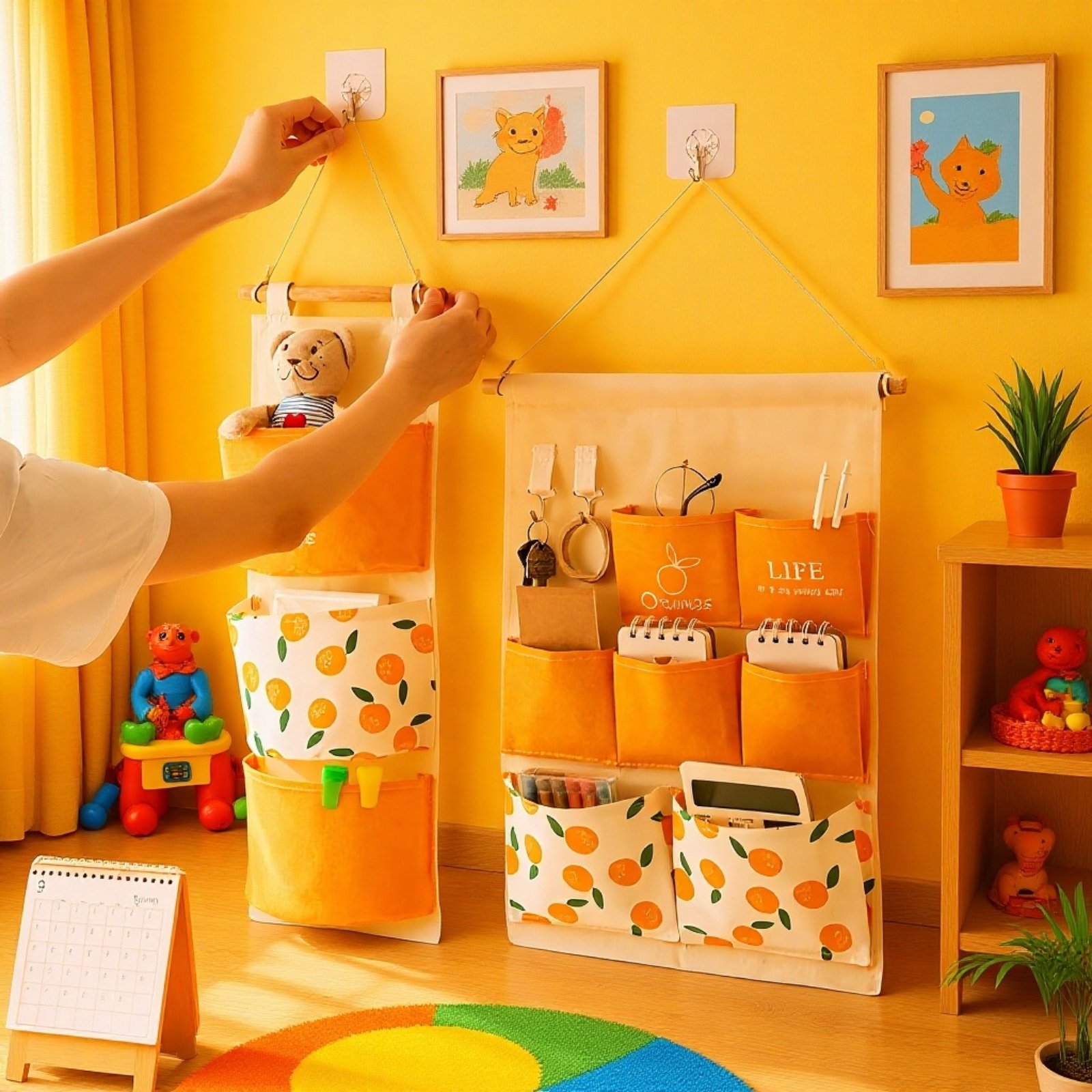 布製壁掛け収納ポケット 寮用多機能ウォールオーガナイザー