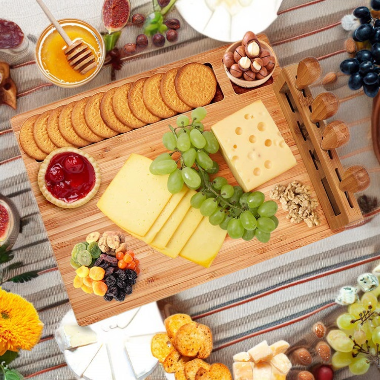 Eco-friendly bamboo cheese serving platter