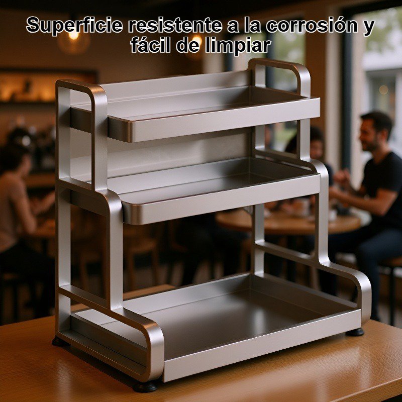 Estante de almacenamiento de cocina de acero al carbono engrosado instalado en cocina moderna