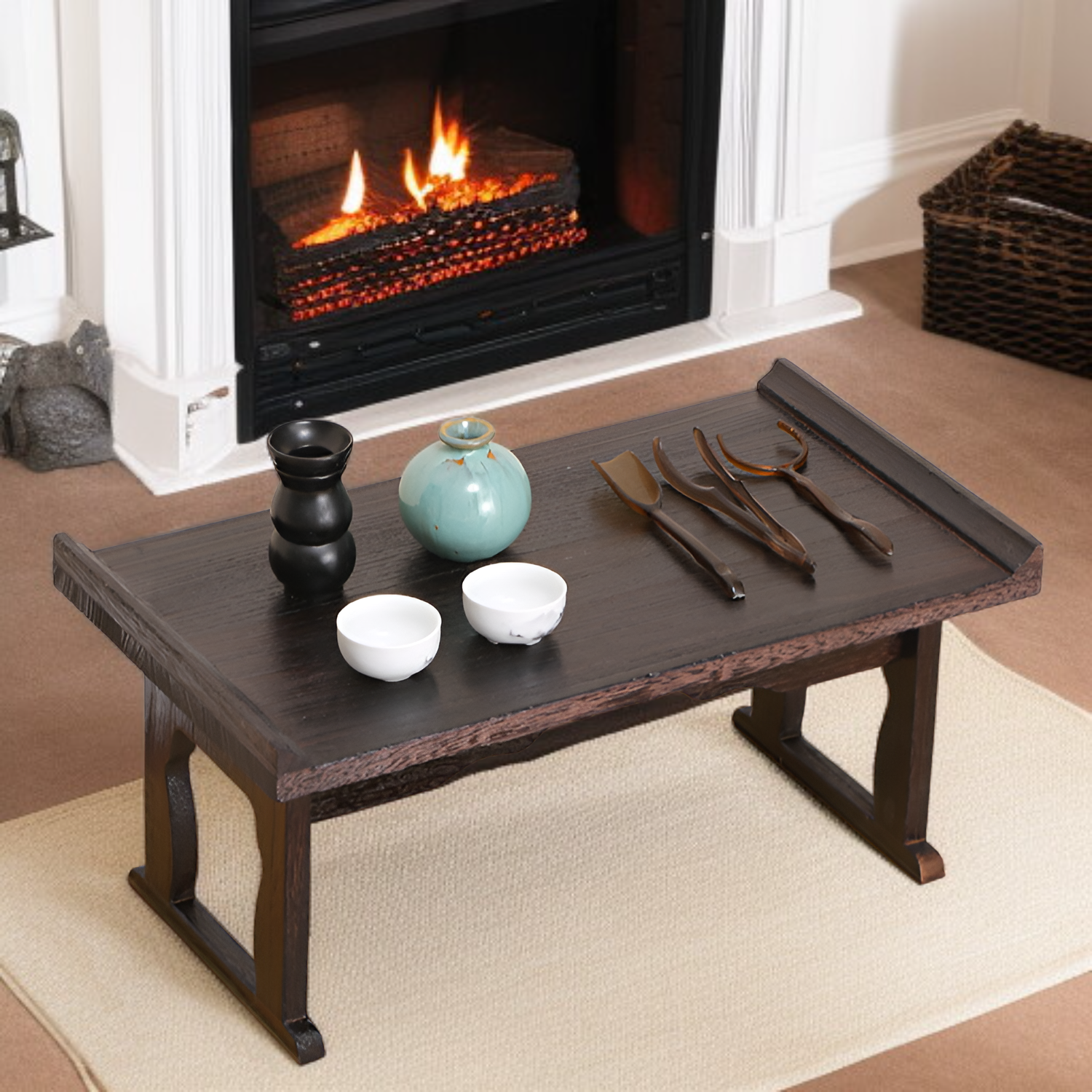 Mesa de café de madera maciza con diseño moderno