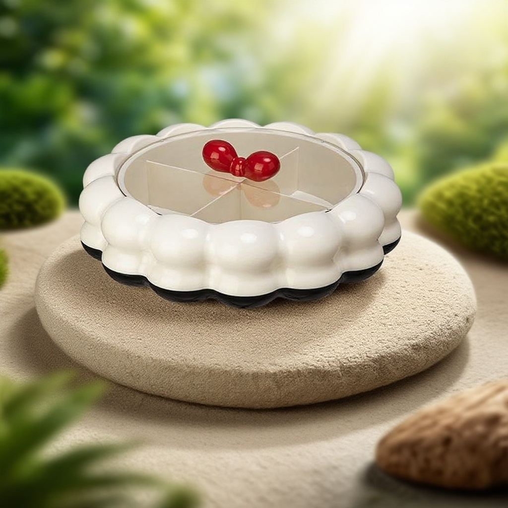 크림풍 분격대 뚜껑 말린 과일 과자 쟁반