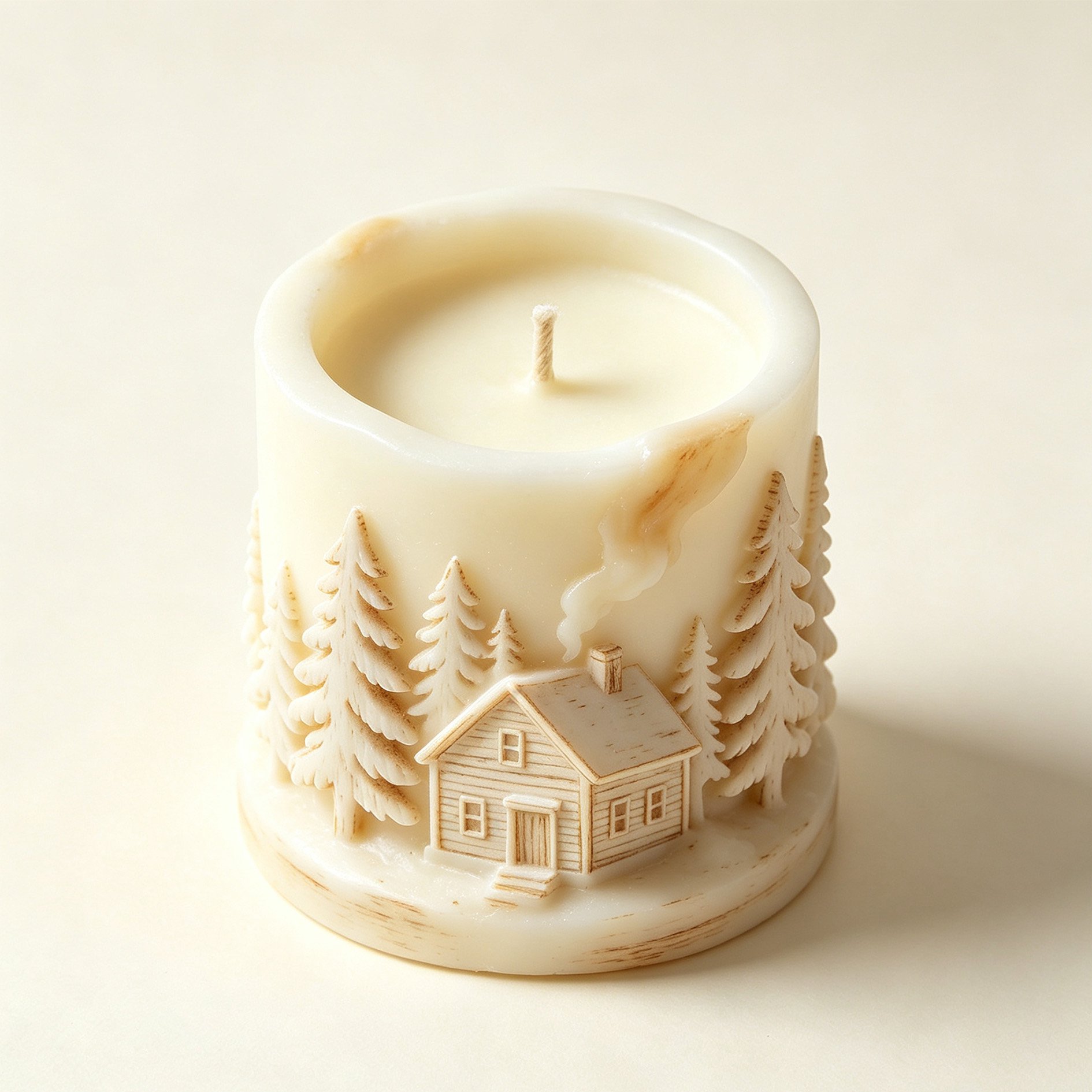 Cozy living room with wood cabin incense aroma