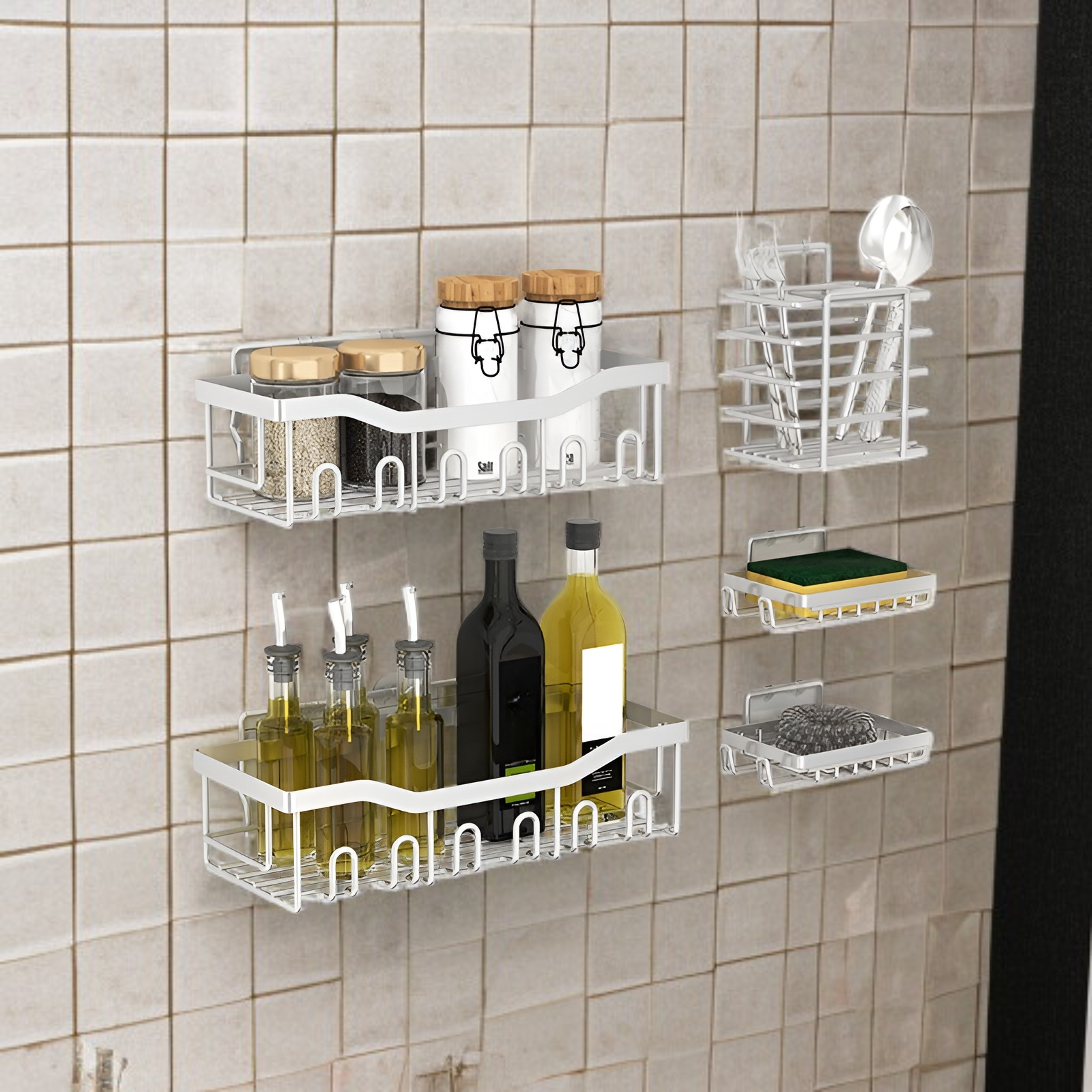 Bathroom non perforated wall mounted storage rack