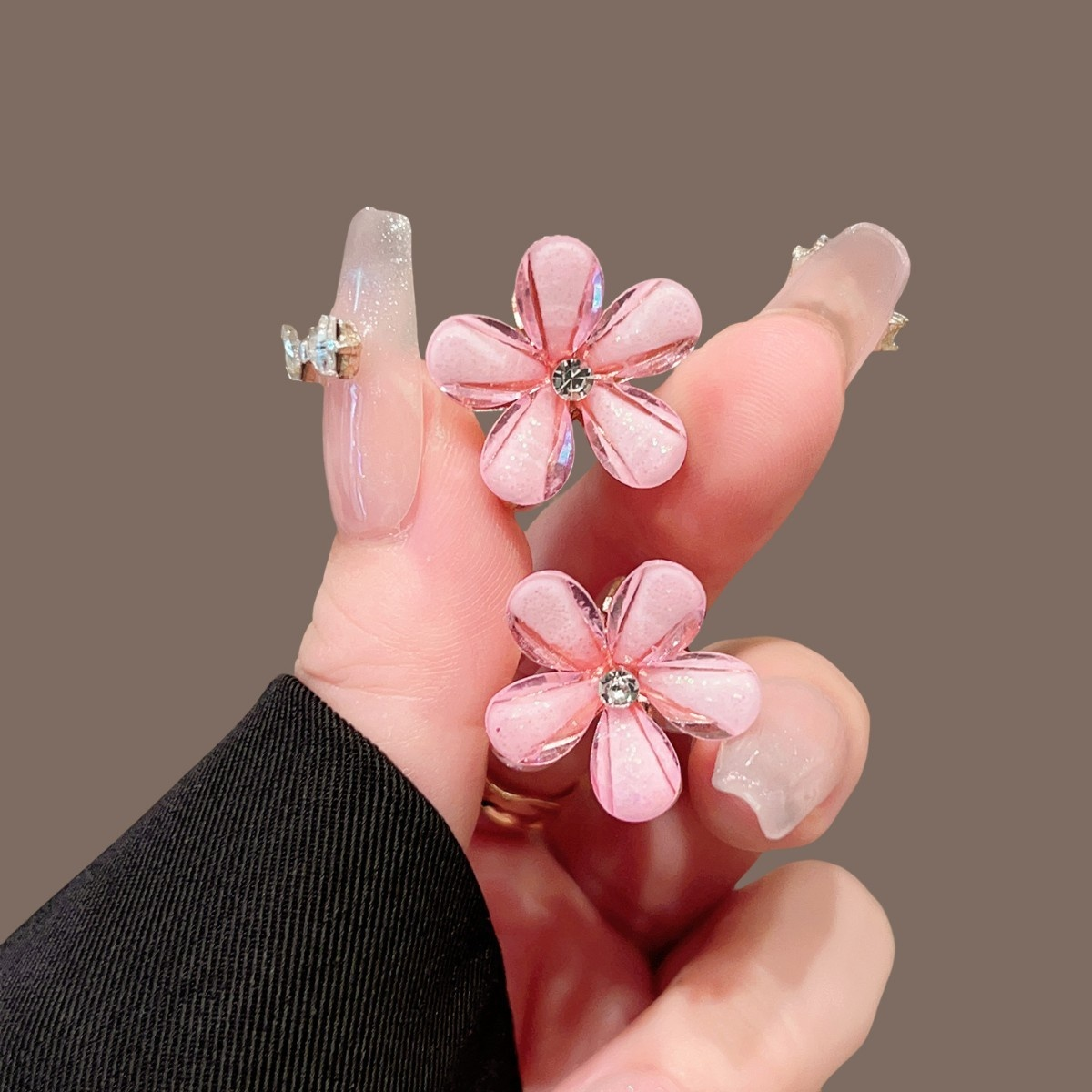 迷你山茶花髮夾 女士側夾瀏海夾