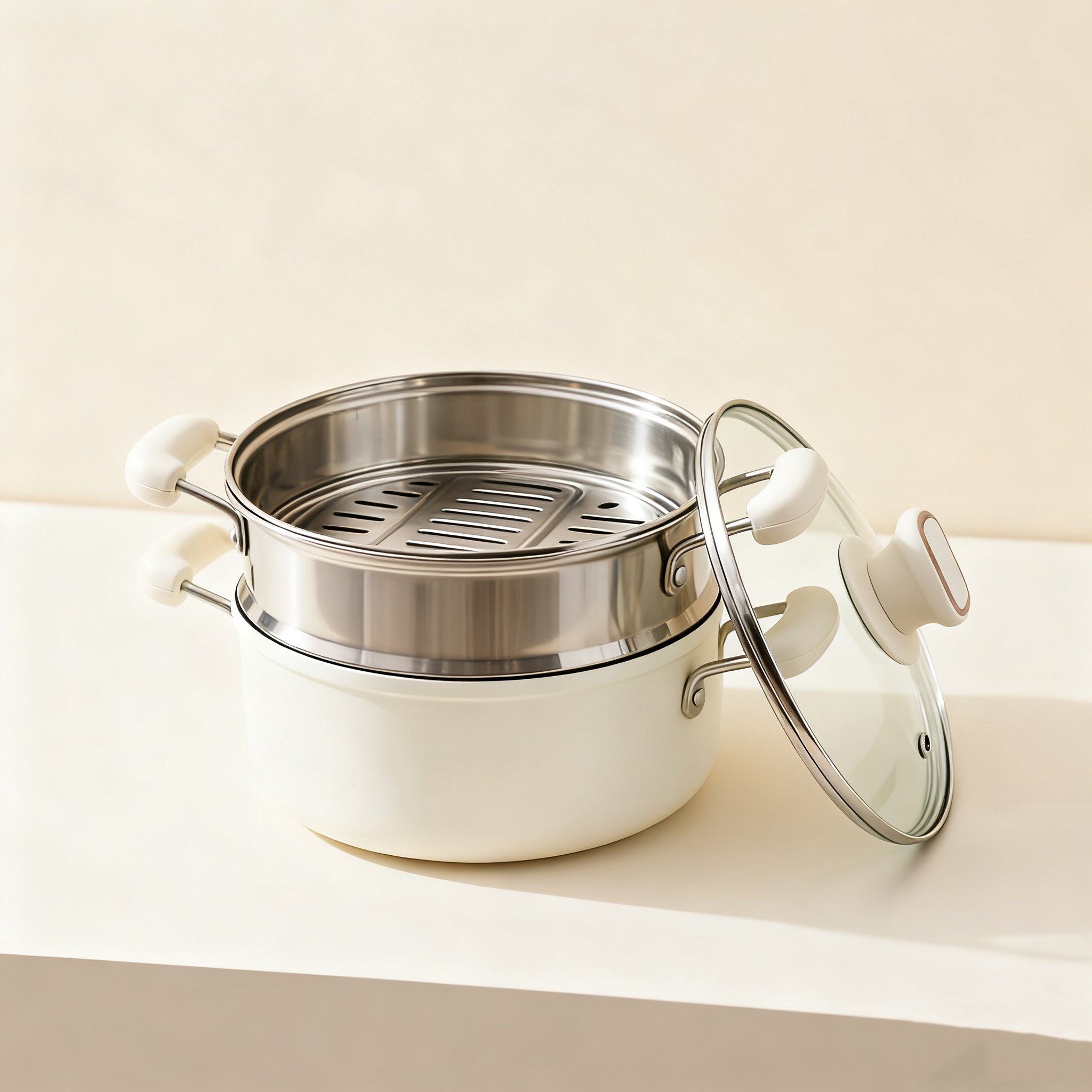 밀크화이트 2층 스팀냄비
