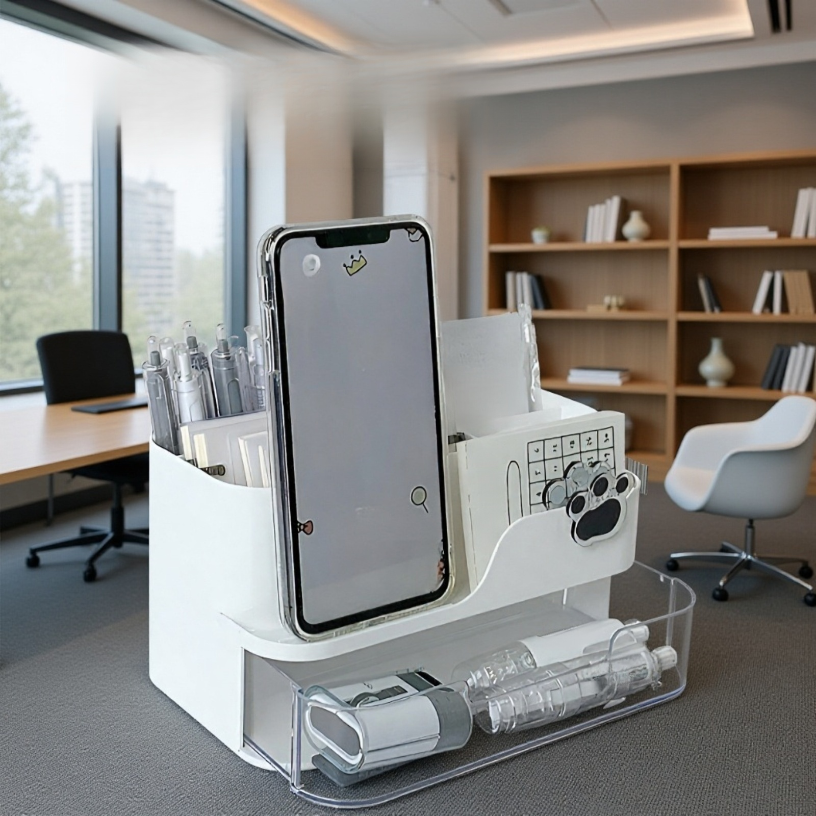 아크릴 화장품 보관함 뚜껑 열림