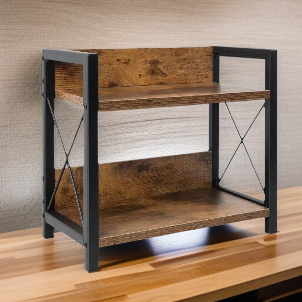 Kitchen Iron Wood Storage Rack Bathroom Organizer