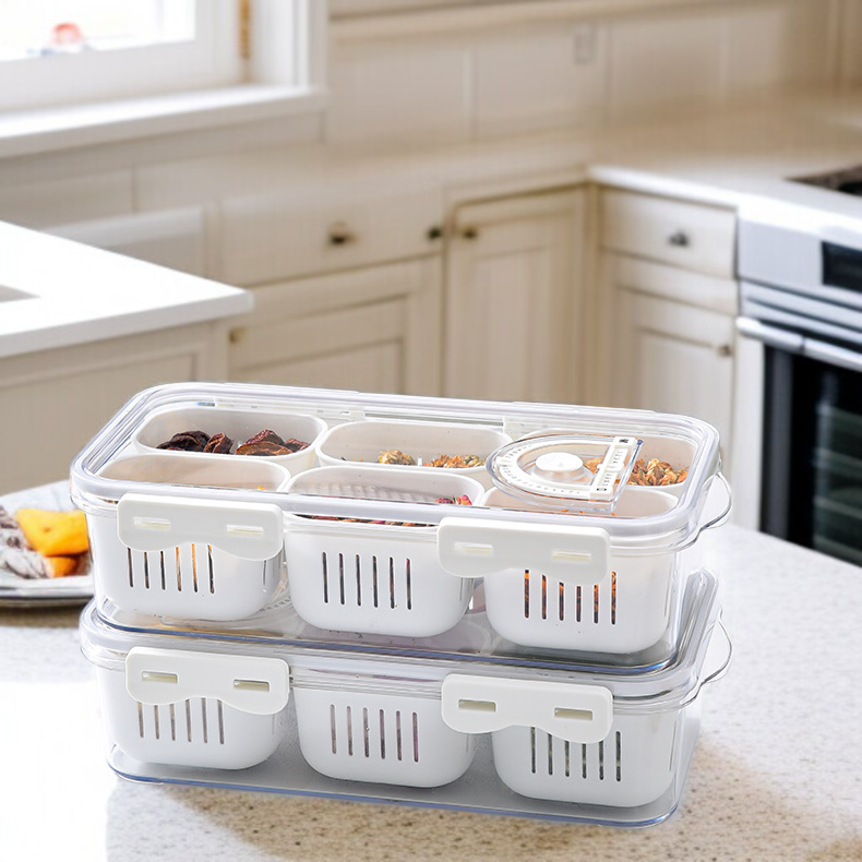 Food-Grade Transparent Multi-Compartment Storage Box