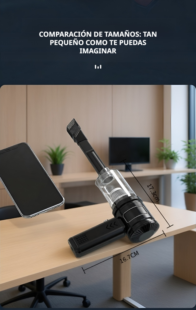 Aspiradora recargable usada en interiores de coche