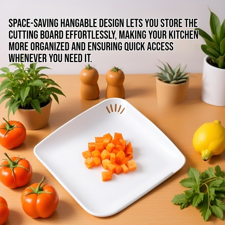 Hangable cutting board with drainage holes