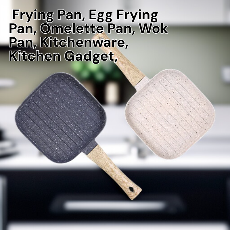 Striped Wooden Handle Non-Stick Mini Frying Pan, Home Kitchen Omelette and Egg Pan