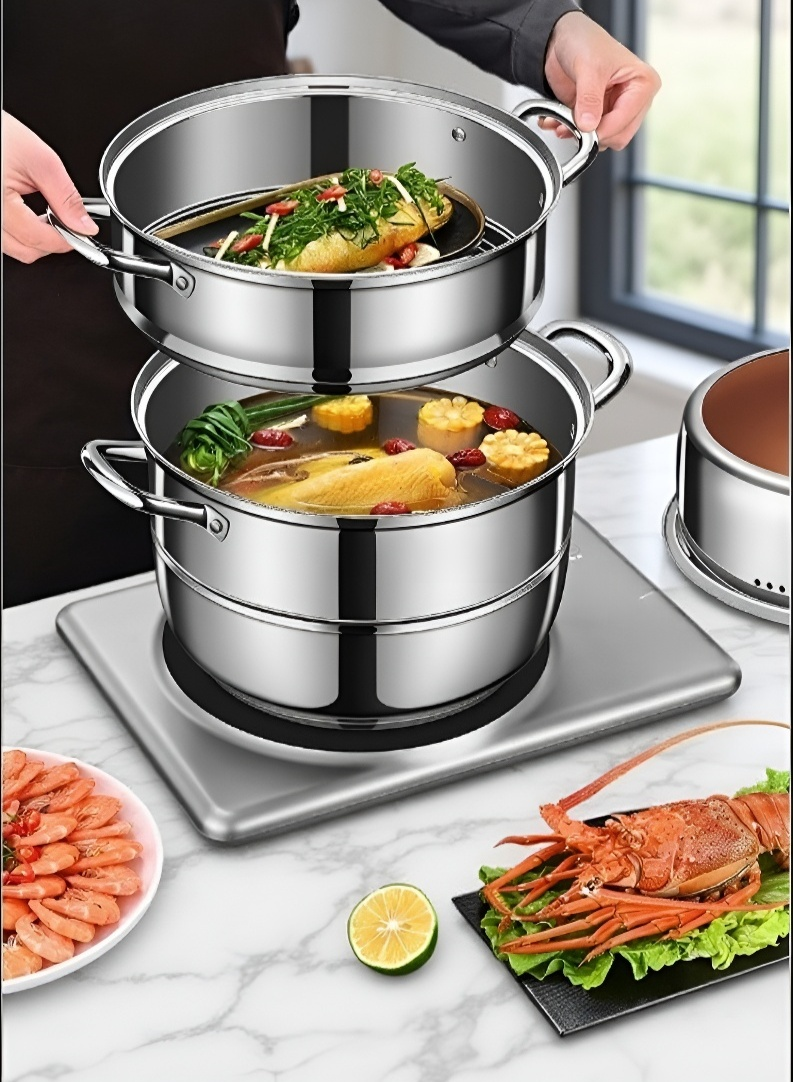 가정용 스테인리스 찜기 사용 장면