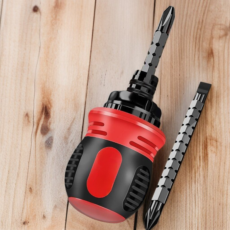 Destornillador flexible portátil y retráctil con punta doble magnética