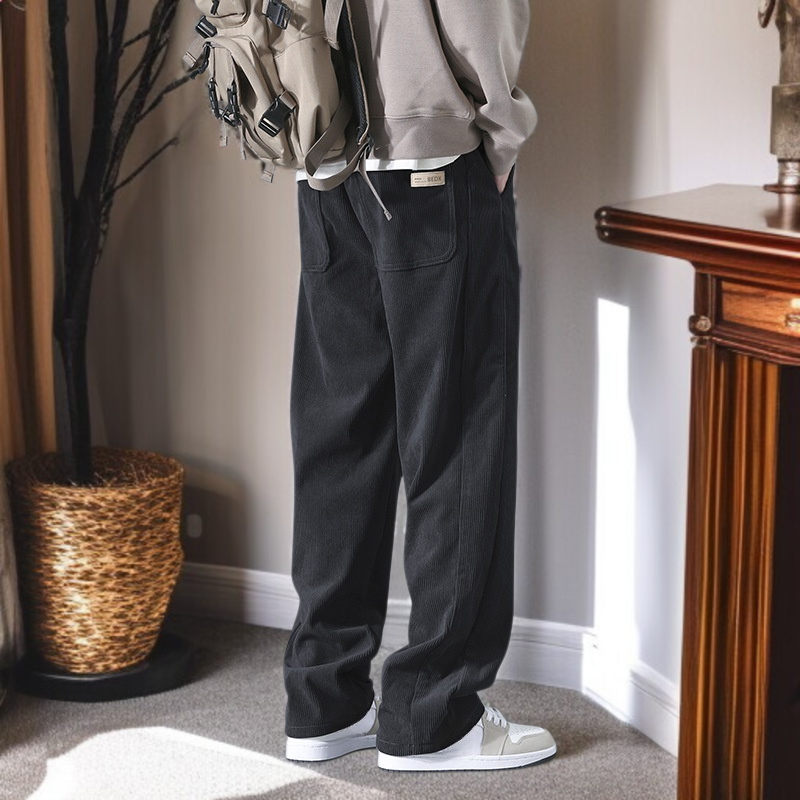 봄가을 남자 캐주얼 팬츠 일자 와이드 코듀로이 팬츠 남자 멋쟁이 트레이닝 캐주얼 팬츠