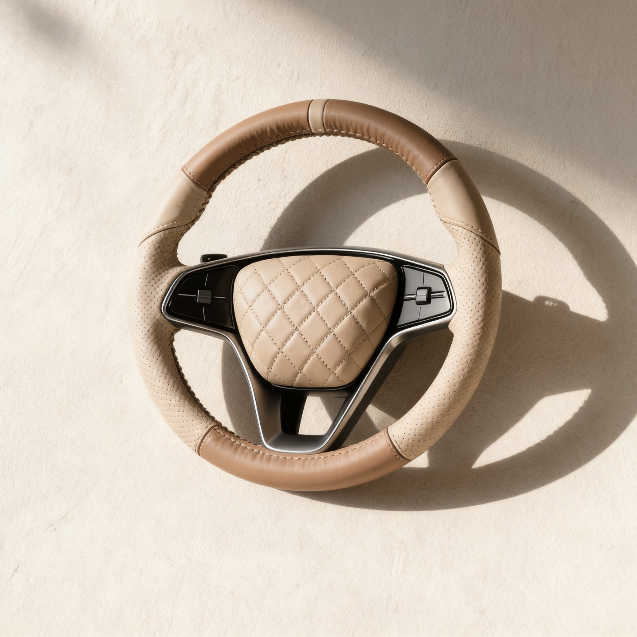 高級本革ステアリングカバ