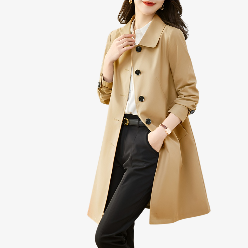 여성 패션 트렌드 기질 코트 중장형 다림질이 필요 없는 여성 트렌치코트 패션 슬림 기질 여성