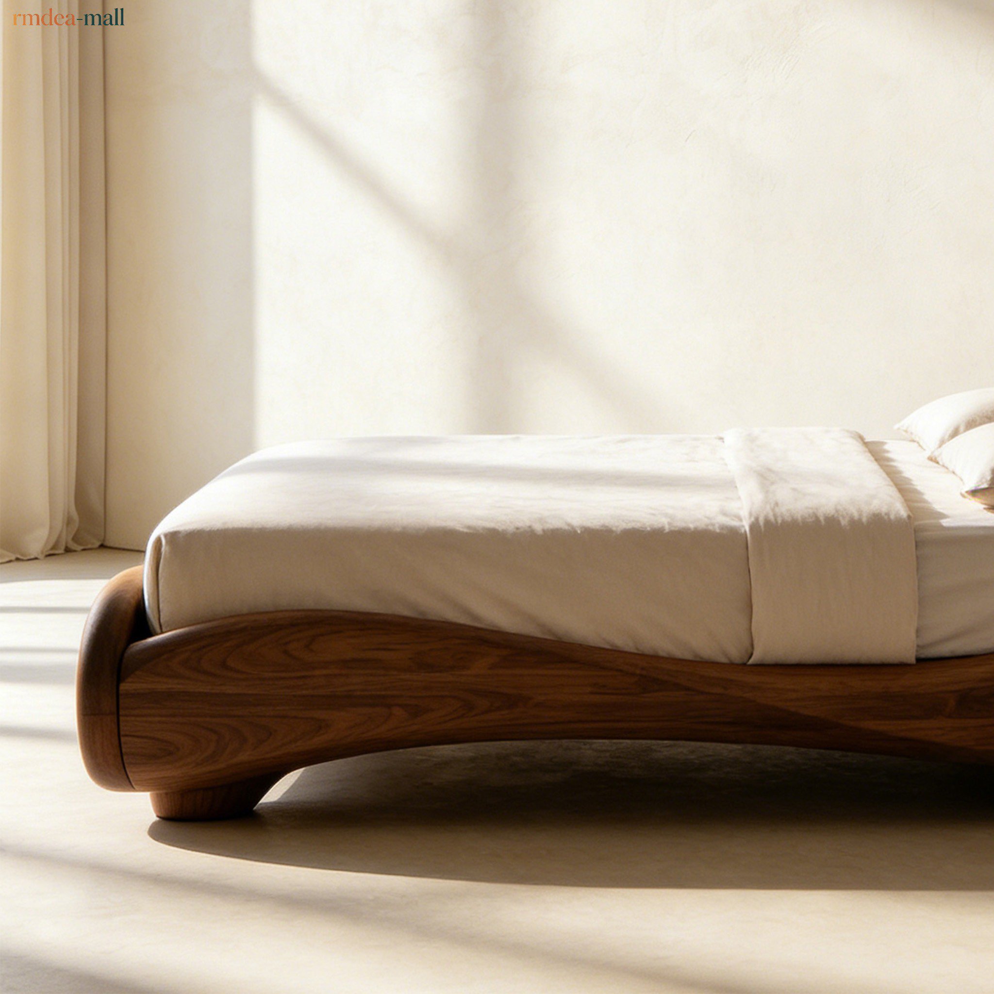 Master bedroom solid wood double bed with elegant headboard