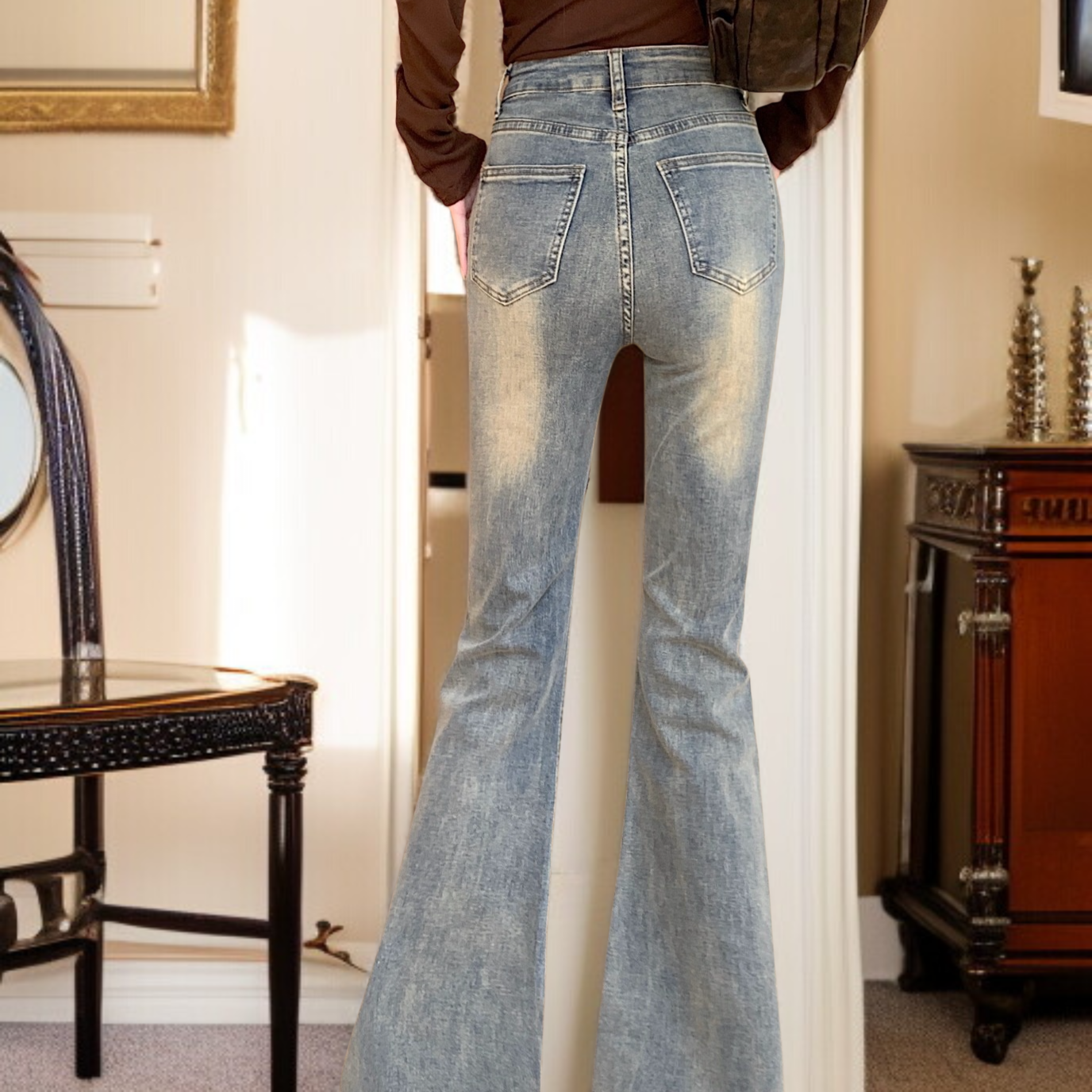 봄 신상 일자 와이드 슬리퍼 스판 부츠컷 데님 팬츠녀