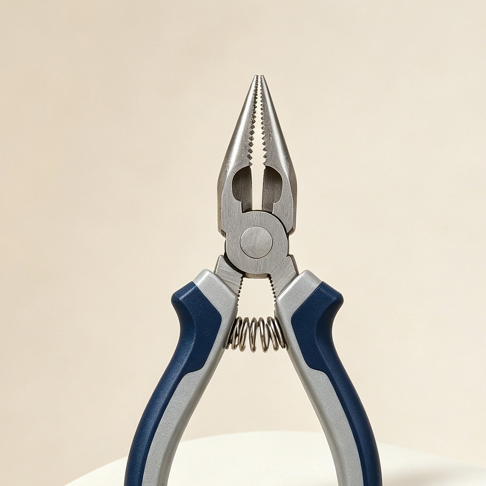 Blue-Gray Non-Slip Needle-Nose Pliers