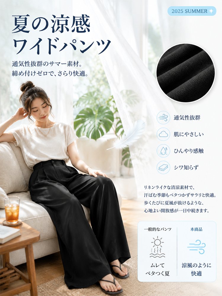 【古賀市精織所】ひんやりタッチ山本スラックス