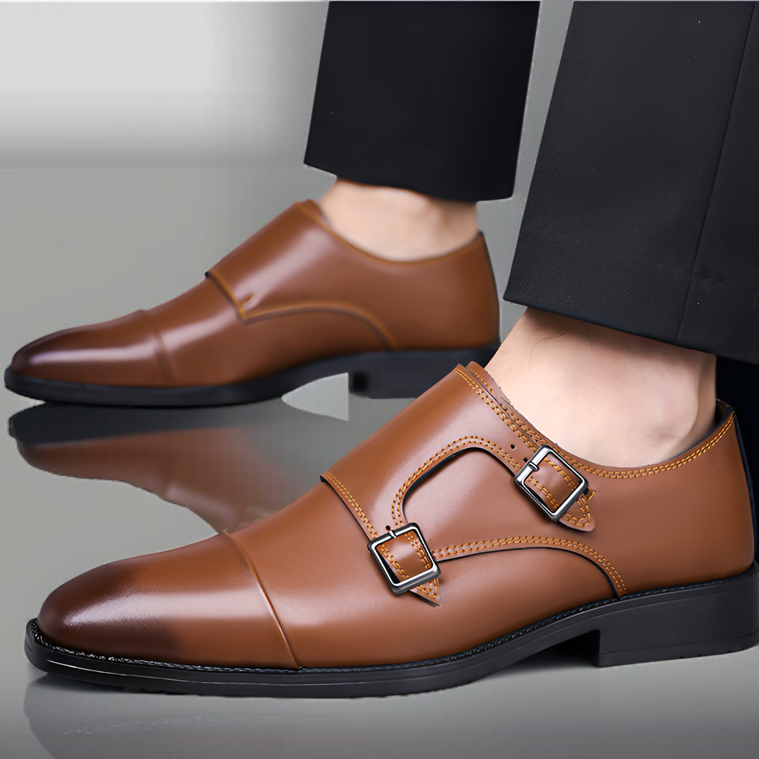 メンズビジネスシューズ 牛津紳士靴 フォーマル三接頭レザーシューズ