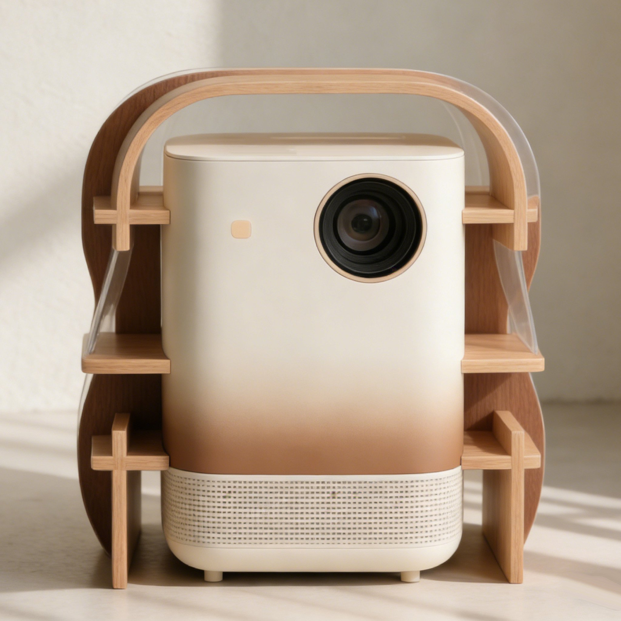 โปรเจคเตอร์พกพากรอบไม้ดีไซน์มินิมอล